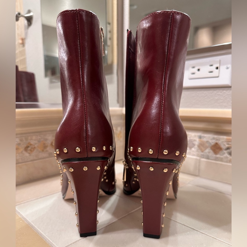 Jessica Simpson Burgundy Studded Heeled Boots - Picture 5 of 6